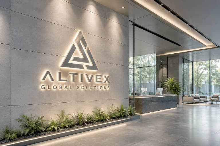 Conceptual corporate identity applied to illuminated dimensional signage