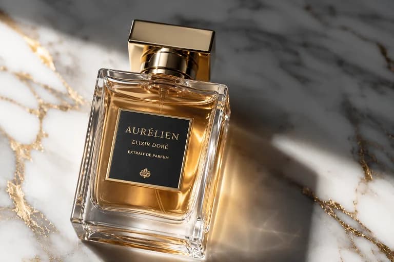 Conceptual perfume product photograph with premium art direction